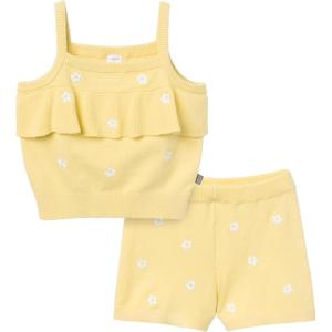 imageModern Moments by Gerber Girls Baby and Toddler Jersey Sweater Knit 2piece Short SetYellow