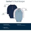 imageGerber Baby Boys Long Sleeve Henley Onesies 2 PackBlue and Heather Grey