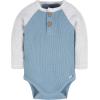 imageGerber Baby Boys Long Sleeve Henley Onesies 2 PackBlue and Heather Grey