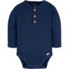 imageGerber Baby Boys Long Sleeve Henley Onesies 2 PackBlue and Heather Grey