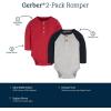 imageGerber Baby Boys Long Sleeve Henley Onesies 2 PackRed Black Heather Grey