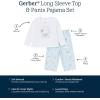 imageGerber Baby Girls 2Piece Pajama Set Top ampamp Fleece BottomSea