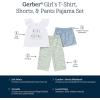 imageGerber Baby Girls 3Piece Pajama Set Polyester Jersey Top Pants  ShortsDaises