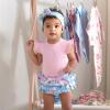 imageGerber Baby Girls 3Piece Short Sleeve Onesies Diaper Cover ampamp Headband SetBlue Rose