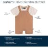 imageGerber Unisex Baby Gauze Overall Romper and TShirt SetBrown Dots