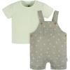 imageGerber Unisex Baby Gauze Overall Romper and TShirt SetGreen Palms
