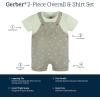 imageGerber Unisex Baby Gauze Overall Romper and TShirt SetGreen Palms