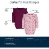 imageGerber babygirls 2pack Long Ruffle Sleeve OnesiesDandelions