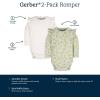 imageGerber babygirls 2pack Long Ruffle Sleeve OnesiesFlower Toss