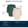 imageGerber babygirls 2pack Long Ruffle Sleeve OnesiesMushrooms