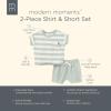 imageModern Moments by Gerber Baby Boys 2Piece Knit Terry Shirt and ShortGreen Stripe