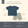 imageModern Moments by Gerber Baby Boys 2piece Top ampamp Cargo Short SetDark Blue