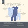 imageModern Moments by Gerber Unisex Baby Viscose 4pack Shortsleeve Bodysuit ampamp Pant SetLight Blue Whale