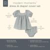 imageModern Moments by Gerber babygirls 2piece Puffed Sleeve Dress ampamp Diaper Cover SetMedium Teal Ditsy