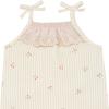 imageModern Moments by Gerber babygirls Self Eyelet Ruffle Long Leg RomperBeige Cherry Stripe