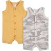 imageGerber Baby Boys 2Pack Short Leg RomperGrey and Yellow