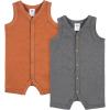 imageGerber Baby Boys 2Pack Short Leg RomperHeather and Rust