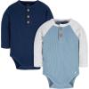 imageGerber Baby Boys Long Sleeve Henley Onesies 2 PackBlue and Heather Grey