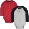 imageGerber Baby Boys Long Sleeve Henley Onesies 2 PackRed Black Heather Grey