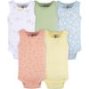 imageGerber Baby Boys MultiPack Sleeveless Onesies BodysuitOrange Flower