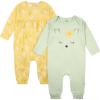 imageGerber Baby Girls 2pack Long Sleeve JumpsuitGreen Yellow Fox