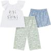 imageGerber Baby Girls 3Piece Pajama Set Polyester Jersey Top Pants  ShortsDaises