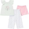 imageGerber Baby Girls 3Piece Pajama Set Polyester Jersey Top Pants  ShortsWildflowers