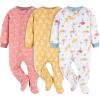 imageGerber Baby Girls Flame Resistant Fleece Footed Pajamas 3PackPink Flamingos