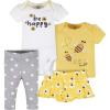 imageGerber Baby Girls Toddler 4Piece Shirt Onesie Skirted Panty and Pant SetYellow Daisies Onesie