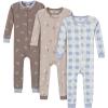 imageGerber BabyBoys 3Pack Snug Fit Footless OnePiece Cotton PajamasMoose  Trees