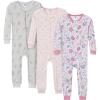 imageGerber BabyGirls 3Pack Snug Fit Footless OnePiece Cotton PajamasWoodland Floral