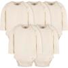 imageGerber Unisex Baby Long Sleeve Solid Onesies Multipack Interlock 180 GsmNatural