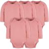 imageGerber Unisex Baby Long Sleeve Solid Onesies Multipack Interlock 180 GsmPink