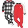 imageGerber Unisex Baby Toddler Flame Resistant Fleece Footed Holiday Pajamas 2PackRed Black Snowman