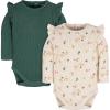 imageGerber babygirls 2pack Long Ruffle Sleeve OnesiesMushrooms