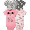 imageGerber babygirls 4pack Short Sleeve Onesies BodysuitsLeopard Pink