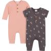 imageGerber babygirls Baby Boys 2pack Long Leg RomperBouquets