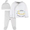 imageGerber unisexbaby Newborn Hospital Outfit Shirt Footed Pant and CapGrey Space