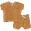imageModern Moments by Gerber Baby Boys 2Piece Knit Terry Shirt and ShortCinnamon Stripe