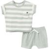 imageModern Moments by Gerber Baby Boys 2Piece Knit Terry Shirt and ShortGreen Stripe
