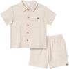imageModern Moments by Gerber Baby Boys 2piece Resort Shirt ampamp Short SetBeige