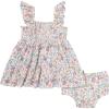 imageModern Moments by Gerber Baby Girls 2Piece Ruffle Sleeve Dress WSmocking ampamp Diaper Cover SetIvory Garden