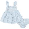 imageModern Moments by Gerber Baby Girls 2Piece Ruffle Sleeve Dress WSmocking ampamp Diaper Cover SetIvory Strawberry Gingham