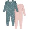 imageModern Moments by Gerber Unisex Baby Viscose 2Pack Footless Tight Fitting PajamasDark Teal Rose
