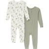 imageModern Moments by Gerber Unisex Baby Viscose 2Pack Footless Tight Fitting PajamasIvory Cactus