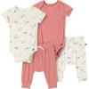 imageModern Moments by Gerber Unisex Baby Viscose 4pack Shortsleeve Bodysuit ampamp Pant SetIvory Pasta Dinner
