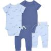 imageModern Moments by Gerber Unisex Baby Viscose 4pack Shortsleeve Bodysuit ampamp Pant SetLight Blue Whale
