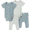imageModern Moments by Gerber Unisex Baby Viscose 4pack Shortsleeve Bodysuit ampamp Pant SetMedium Teal Fishing