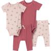 imageModern Moments by Gerber babygirls Viscose 4pack Shortsleeve Bodysuit ampamp Pant SetPink Roses