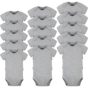 imageGerber Baby 15 Pack Onesies Multipacks Bundle Interlock 180 GsmGrey Heather